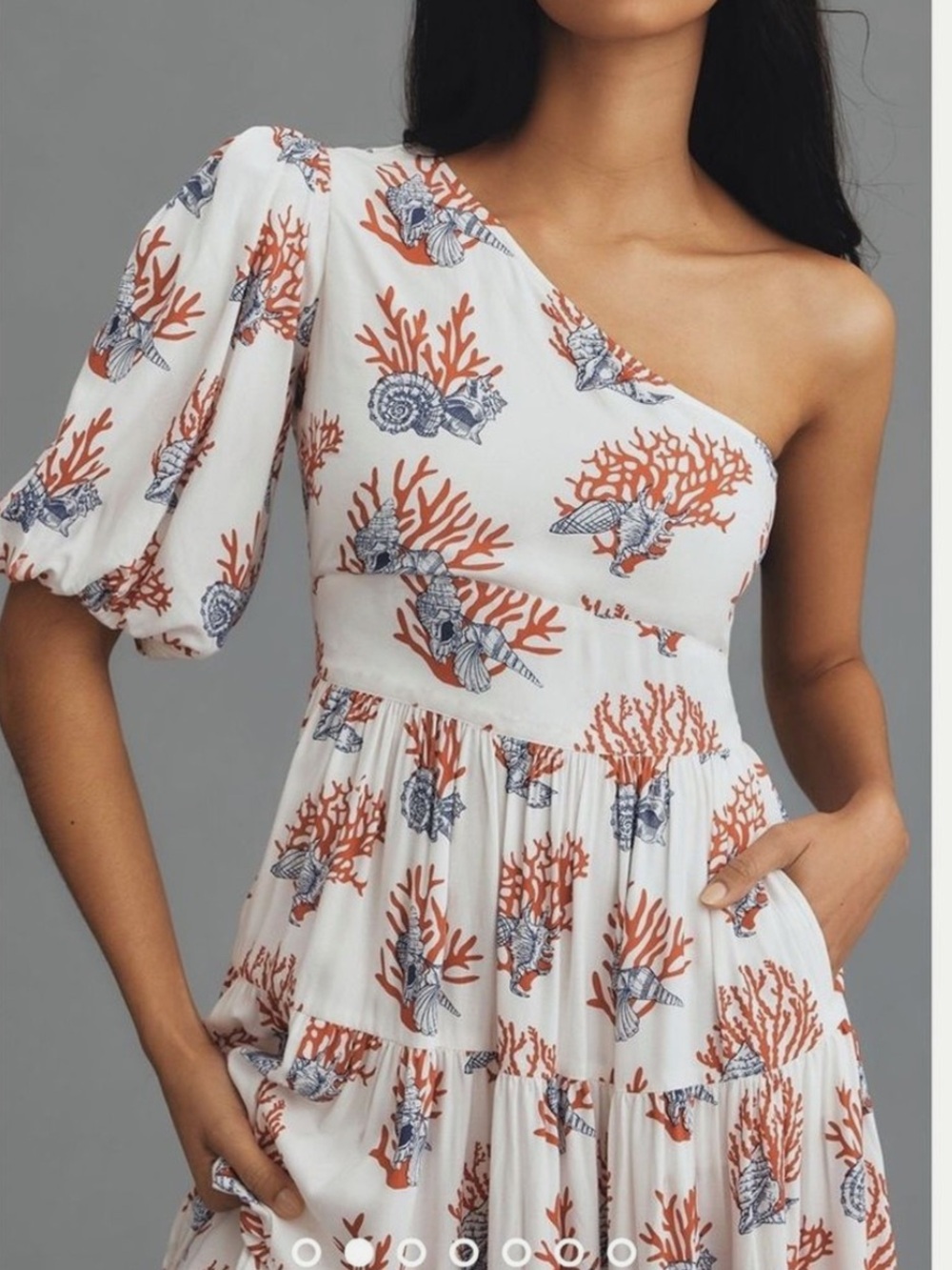 Anthropologie Priya Israni Puff- One Shoulder Printed Maxi Dress Size Small - Picture 2 of 5